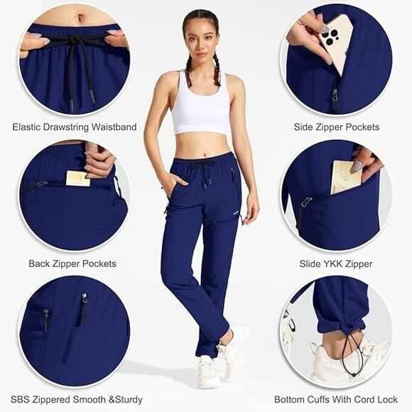 MOCOLY Women's Cargo Hiking Pants Elastic Waist Quick Dry Medium - Picture 4 of 4